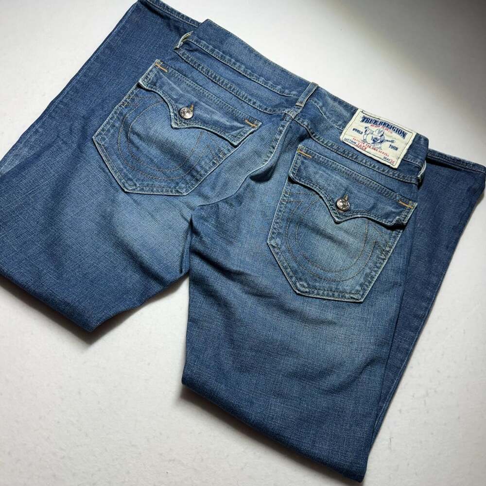 True Religion Section Jack Flap Pocket Straight Leg Blue Denim Jeans Size 31